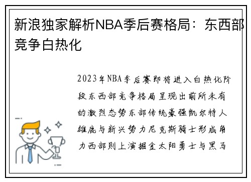 新浪独家解析NBA季后赛格局：东西部竞争白热化