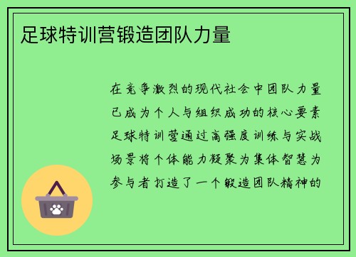 足球特训营锻造团队力量